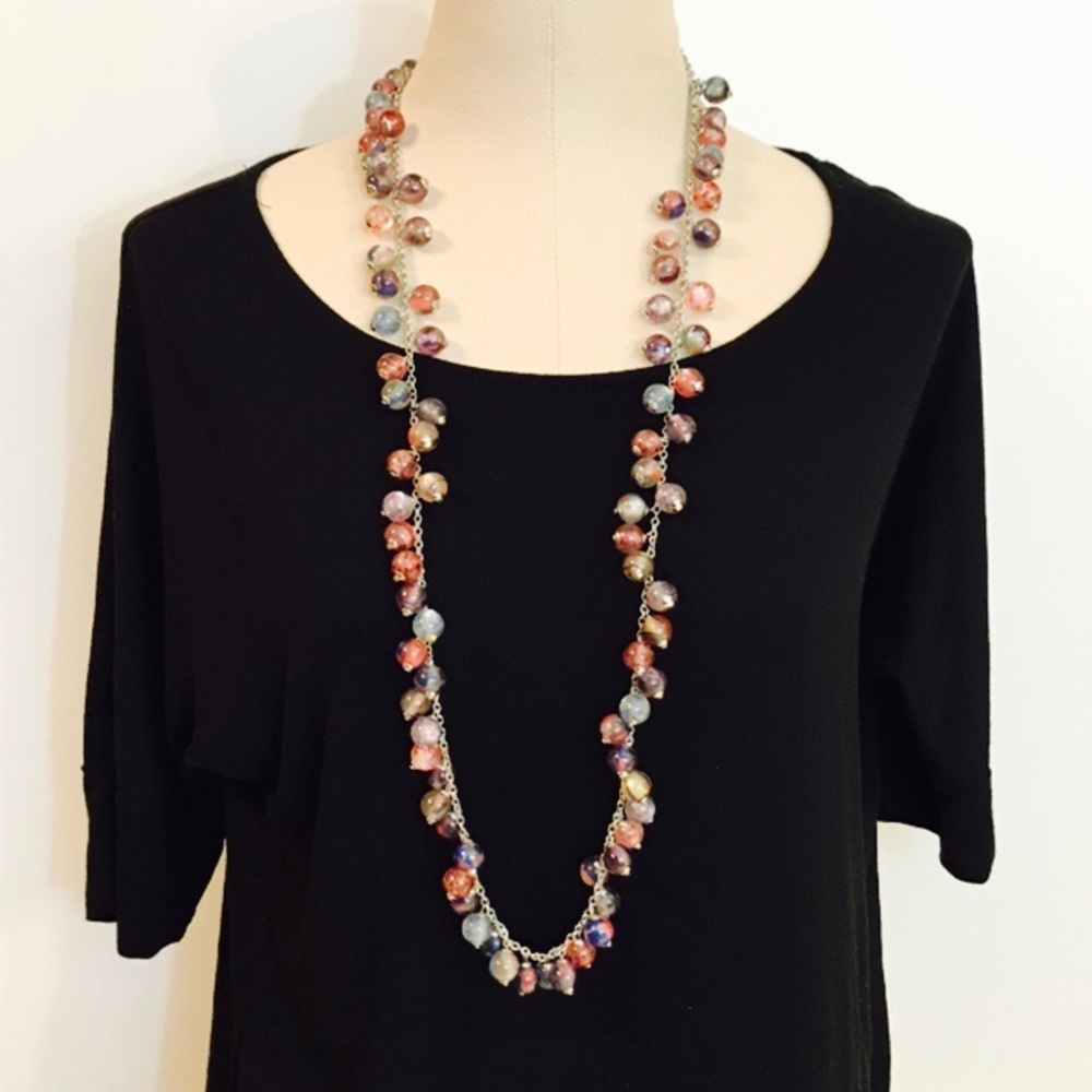 Marble beaded statement necklace boutique